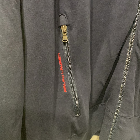 Polo Track Zip Up Sweater 2XB Navy with White Arm Stripe - Picture 4 of 8